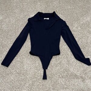 Babaton Navy Long Sleeve Blouse(Aritzia)